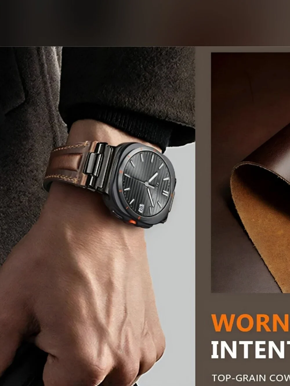 Quick Release Leather Band Galaxy Watch Ultra 47mm Vintage Style Fits 5.8-8.26